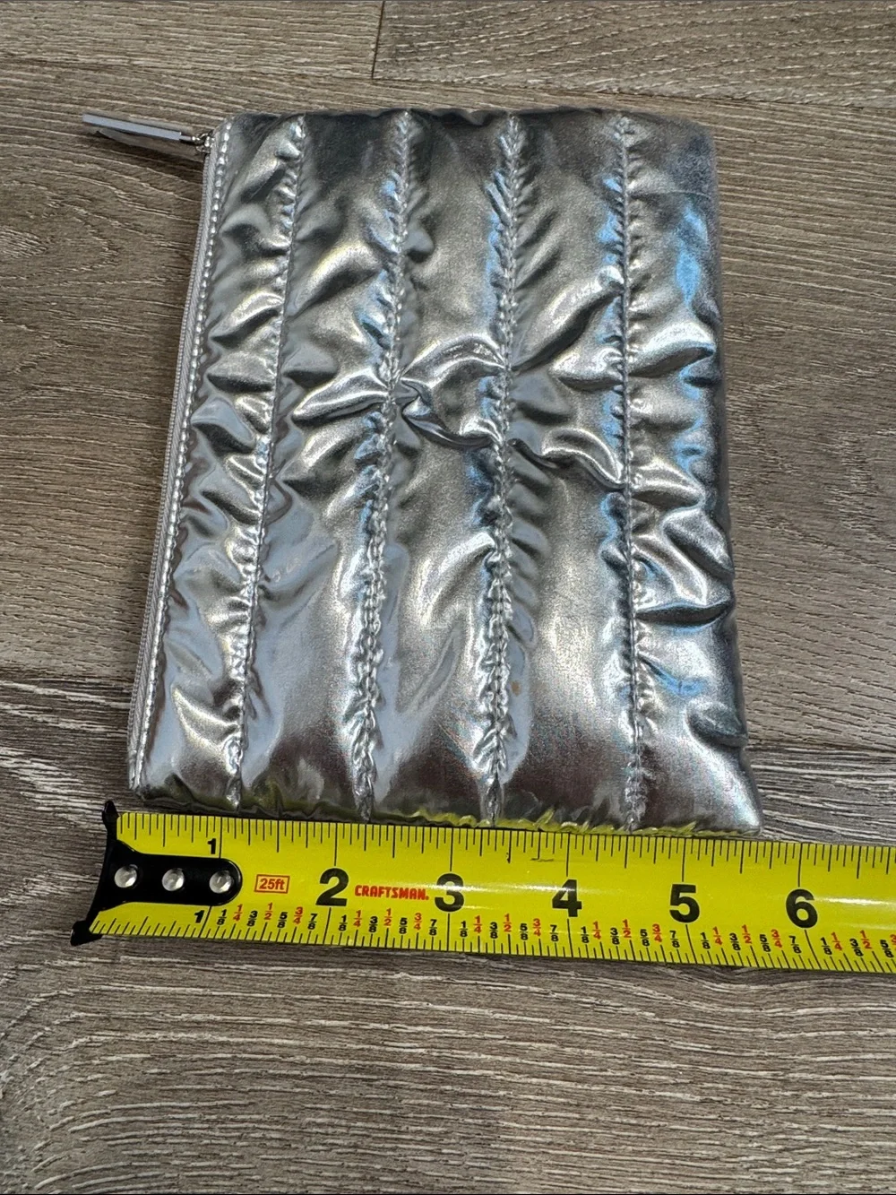 MAC Cosmetics Silver Metallic Puffer Makeup Bag